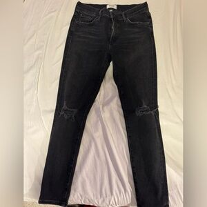 Agolde Black Distressed Knee Jeans